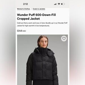lululemon athletica Black Wunder Puff Jacket